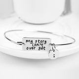 Silver Semicolon Charm Bangle With Plating