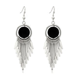 Earrings Round Hanging Stylish Long Tassel