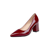2018 New Women Pumps Black High heels 7.5cm Lady Patent leather Thick with Autumn Pointed Single Shoes Female Sandals Big 33-43