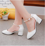 2018 Women Shoes Pointed Toe Pumps  Dress Shoes High Heels Boat Shoes Wedding Shoes tenis feminino String Bead  Side with  01