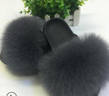 2019 Fox Hair Slippers Women Fur Home Fluffy Sliders Plush Furry Summer Flats Sweet Ladies Shoes  Size 45 Cute Pantufas