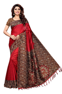 Indira Designer Women's Art Mysore Silk Saree With Blouse Piece (Star-Red)