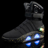 Adults USB Charging Led Luminous Shoes For Men's Fashion Light Up Casual Men B back to the Future Glowing Sneakers Free ship