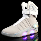 Adults USB Charging Led Luminous Shoes For Men's Fashion Light Up Casual Men B back to the Future Glowing Sneakers Free ship
