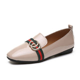 Akexiya 2019 Brand Women Ladies Shoes Flat Loafers Slip on Patent Leather Boat Shoes Woman PU Leather Casual Female Shoes Flat