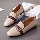 Akexiya 2019 Brand Women Ladies Shoes Flat Loafers Slip on Patent Leather Boat Shoes Woman PU Leather Casual Female Shoes Flat