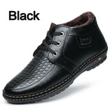BIMUDUIYU Lace-Up Casual Shoes Men's Winter Boots With Short Plush Fashion Tactical Boots Male Warm Lightweight Ankle Snow Boots