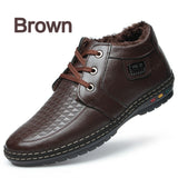 BIMUDUIYU Lace-Up Casual Shoes Men's Winter Boots With Short Plush Fashion Tactical Boots Male Warm Lightweight Ankle Snow Boots