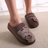 Dropshipping Women Winter Home Slippers Cartoon Cat Shoes Soft Winter Warm House Slippers Indoor Bedroom Lovers Couples T180905B
