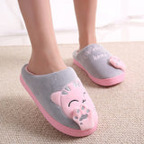 Dropshipping Women Winter Home Slippers Cartoon Cat Shoes Soft Winter Warm House Slippers Indoor Bedroom Lovers Couples T180905B