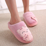 Dropshipping Women Winter Home Slippers Cartoon Cat Shoes Soft Winter Warm House Slippers Indoor Bedroom Lovers Couples T180905B