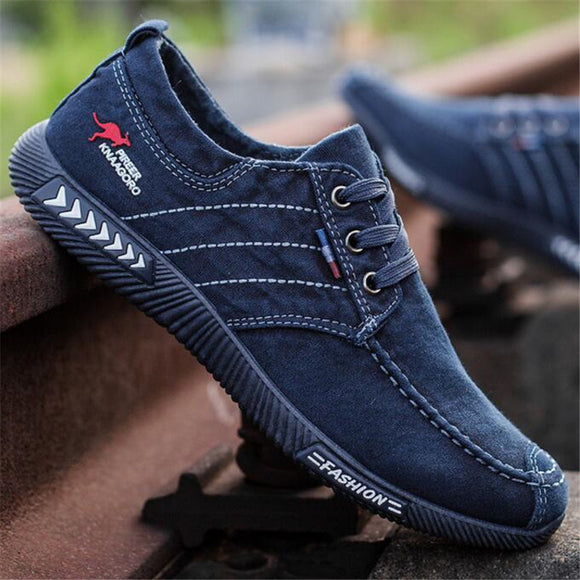 ELGEER New canvas shoes deodorant breathable men's shoes tide shoes non-slip male students tie casual stripes men shoes