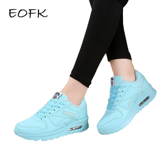 EOFK Women Sneakers Shoes Woman Winter Women's Casual Sneakers With Short Plush Fashion Solid Ladies Shoes Teenagers Flat Shoe