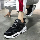 Fashion 2019 Harajuku Women Casual Shoes Lace-Up Leather Dad Chunky Sneakers Flat Thick Sole Tenis Wedge White Basket Walking