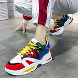 Fashion 2019 Harajuku Women Casual Shoes Lace-Up Leather Dad Chunky Sneakers Flat Thick Sole Tenis Wedge White Basket Walking