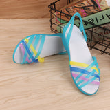 MCCKLE Women Jelly Shoes Rianbow Summer Sandals Female Flat Shoe Casual Ladies Slip On Woman Candy Color  Peep Toe Beach Shoes