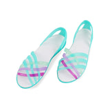 MCCKLE Women Jelly Shoes Rianbow Summer Sandals Female Flat Shoe Casual Ladies Slip On Woman Candy Color  Peep Toe Beach Shoes