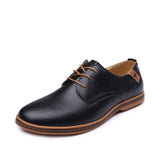 Men Casual Shoes Men Lace-Up PU Leather Shoes Comfortable Soft Men Flats Size 38-48