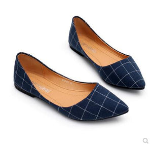 NEW 2018 spring and summer fashion shoes cloth shoes shoes Plaid pointed soft bottom shoes students T69