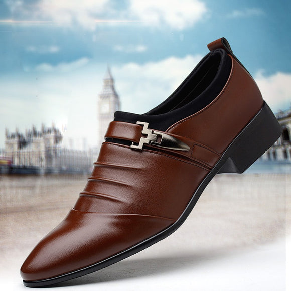 New Men Brogue Dress Shoes With Business Leather Shoes Large Size Carved Italian Formal Oxford For Winter pu Dress Shoes 2018 D4
