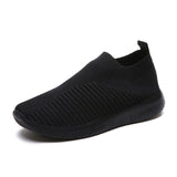 Rimocy breathable air mesh spring 2019 flat heels sneakers women casual slip on stretch knitted sock platform shoes woman flats