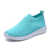 Rimocy breathable air mesh spring 2019 flat heels sneakers women casual slip on stretch knitted sock platform shoes woman flats