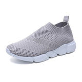 Rimocy plus size breathable air mesh sneakers women 2019 spring summer slip on platform knitting flats soft walking shoes woman