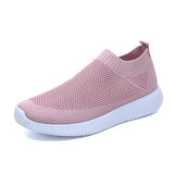 Rimocy plus size breathable air mesh sneakers women 2019 spring summer slip on platform knitting flats soft walking shoes woman