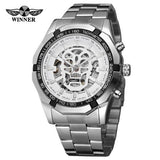 T-Winner Men's Automatic Self-wind Skeleton Antique Steampunk Skull Dial Analog Watch with Stainless Steel Bracelet WRG8154M4