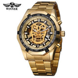 T-Winner Men's Automatic Self-wind Skeleton Antique Steampunk Skull Dial Analog Watch with Stainless Steel Bracelet WRG8154M4