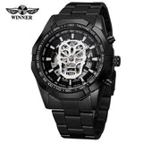 T-Winner Men's Automatic Self-wind Skeleton Antique Steampunk Skull Dial Analog Watch with Stainless Steel Bracelet WRG8154M4