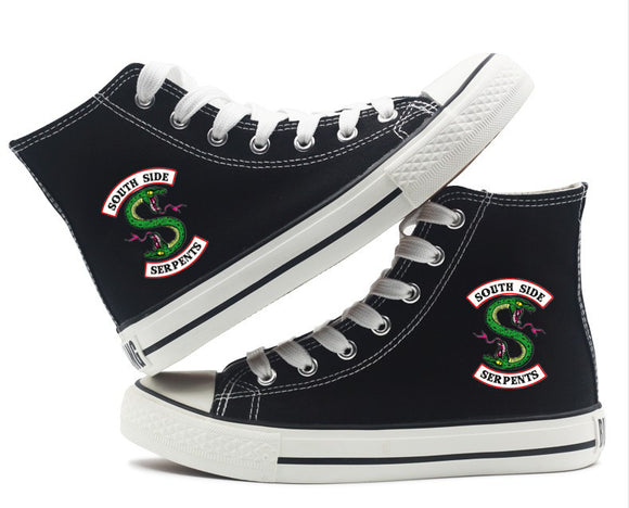 Unisex Riverdale Southside Serpents canvas Shoes High top Flat Sneakers Shoes Women men Casual Printing Leisure Shoes