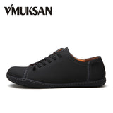 VMUKSAN Hot Sale Mens Shoes Quality Split Leather Loafers Men 2018 Fashion Handmade Men's Flats New Spring Slip On Espadrilles