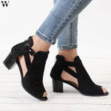 Women Sandals Fashion High Heel Zipper Women Shoes Leather Ladies Gladiator Sandals Sandalias Mujer 2019 Jan14