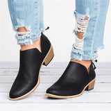 Women Shoes Fashion Ankle Solid Leather Martin Boots Short Boots Pointed solid Martin boots single shoes Autumn