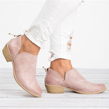 Women Shoes Fashion Ankle Solid Leather Martin Boots Short Boots Pointed solid Martin boots single shoes Autumn