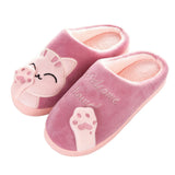 Women Winter Home Slippers Cartoon Cat Non-slip Warm Indoors Bedroom Floor Shoes Plush Slippers Women Faux Fur Slides Flip Flops