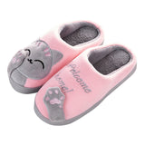 Women Winter Home Slippers Cartoon Cat Non-slip Warm Indoors Bedroom Floor Shoes Plush Slippers Women Faux Fur Slides Flip Flops