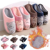Women Winter Home Slippers Cartoon Cat Non-slip Warm Indoors Bedroom Floor Shoes Plush Slippers Women Faux Fur Slides Flip Flops