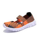 Women Woven Shoes 2018 Summer Breathable Handmade Shoes Fashion Comfortable Women Flats Casual Sneakers Sandals Big Size 35-42