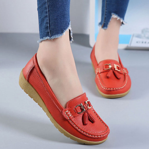 Women shoes 2018 summer mother shoes woman flats soft bottom genuine leather ladies shoes ballet flat shoes sneakers njk98