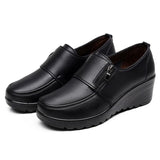 ZZPOHE  Spring Autumn Women's fashion Pumps shoes woman genuine leather wedge single casual shoes mother high heels shoes