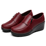 ZZPOHE  Spring Autumn Women's fashion Pumps shoes woman genuine leather wedge single casual shoes mother high heels shoes
