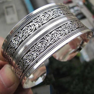 Tibetan Tibet Totem Bangle Jewelry Retro Cuff Wide Bracelet Bangle