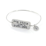 Silver Semicolon Charm Bangle With Plating