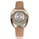 Women Rhinestone Watch  Casual Leather