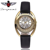 Women Rhinestone Watch  Casual Leather