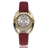 Women Rhinestone Watch  Casual Leather