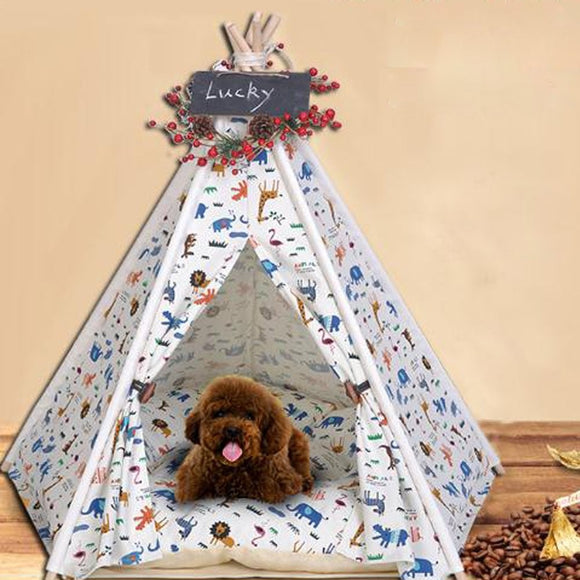 Pet Teepee Tent Dog Cat Bed Pet House