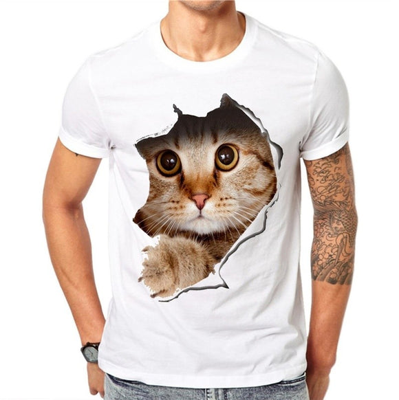 Men's T Shirt Men T Shirt Cute Cat Cartoon